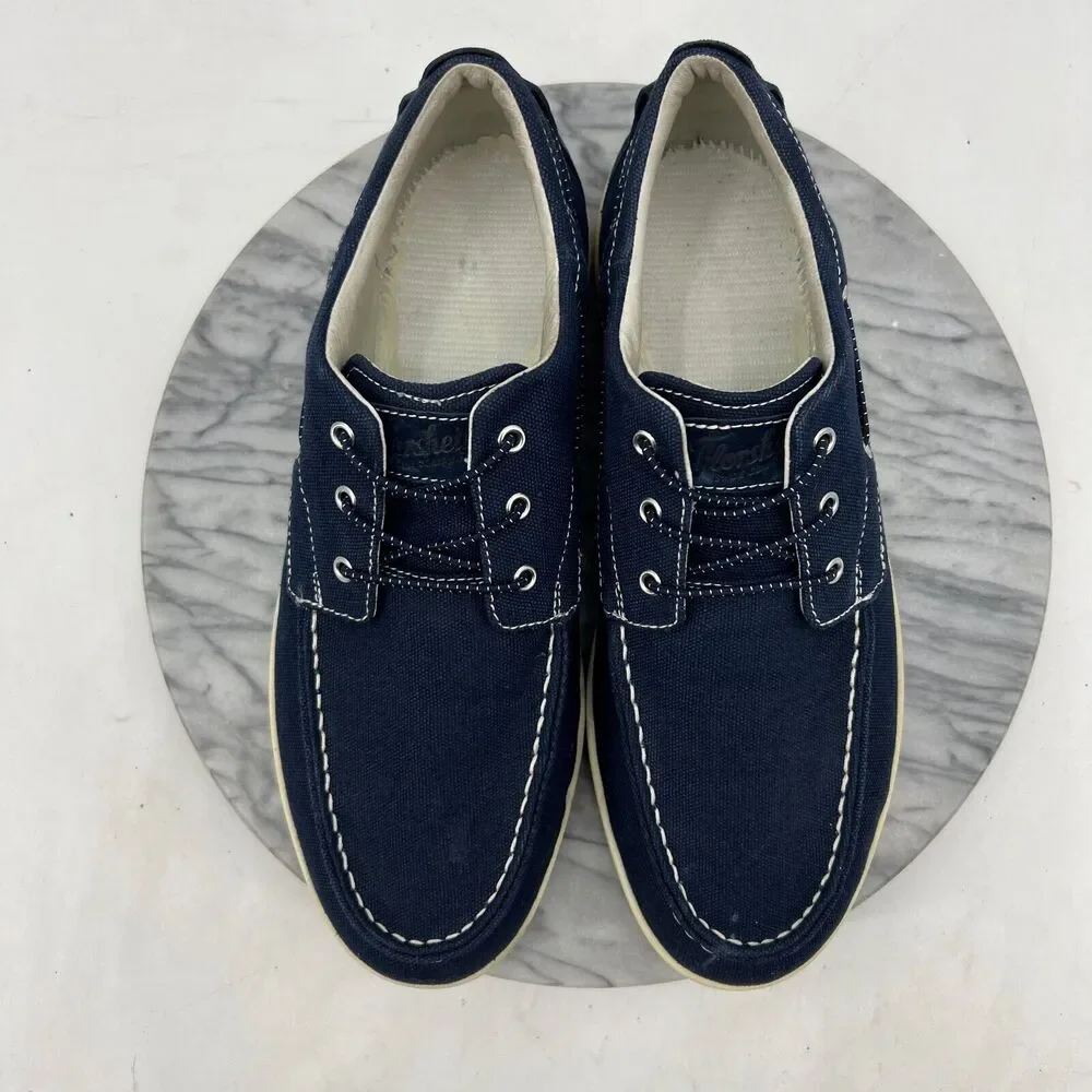 Florsheim Boat Shoe Mens 12 Navy Slip On Canvas Comfortech *Missing Insoles